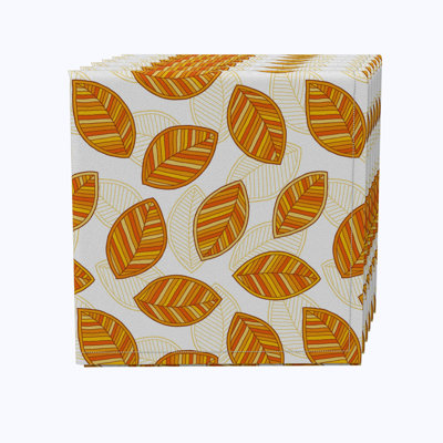 100% Cotton Orange Leaves Square Napkin