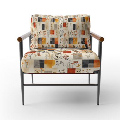 Patchwork Upholstered Chair - Harvest Quilt Red Arm Chair