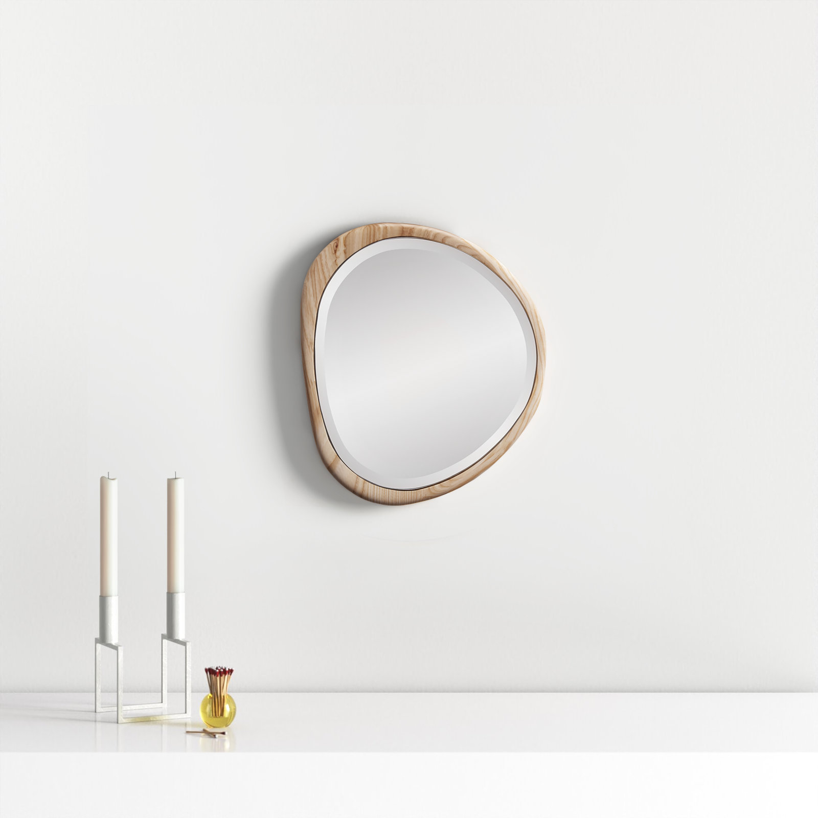 Anthea Solid Wood Asymmetrical Mirror, 19" x 17"
