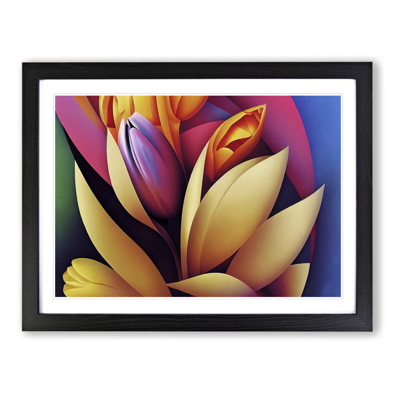 Feisty Flowers - Single Picture Frame Print, Black Framed, 46cm H x 64cm W x 2cm D