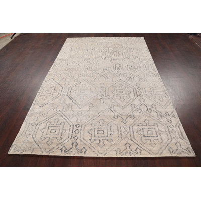 Tapis décoratif en laine de conception unique 5 pi x 7 pi 10 po noué à la main New Age Gabbeh