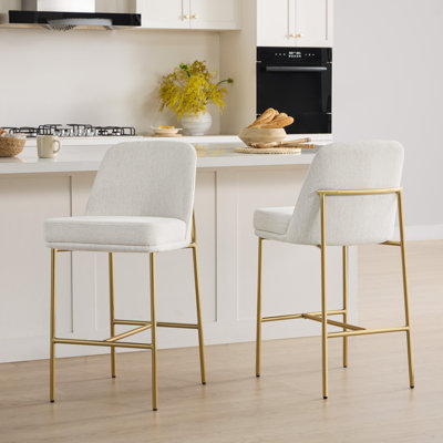 Angelick Upholstered Counter Stool with Metal Frame