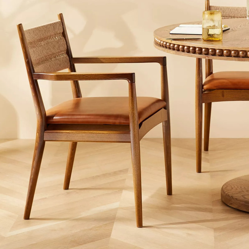 Glasser Laural Samsara Leather & Rope Back Dining Chair