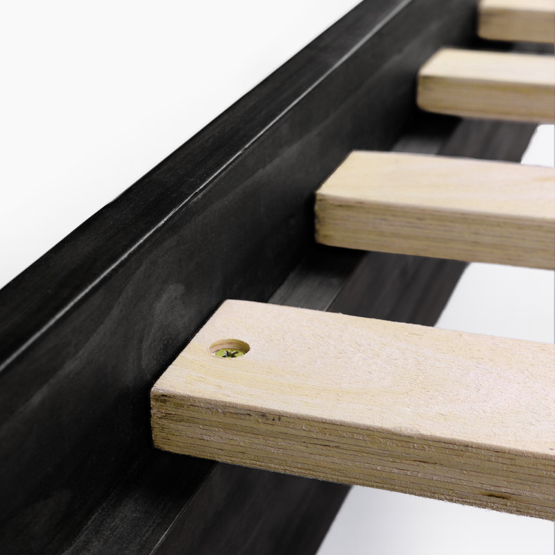 Lit plateforme en bois massif Dedrie, Simple TG, Noir