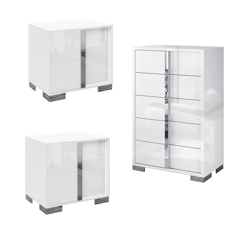 Ensemble de chambre à coucher 3 pièces Highlgloss