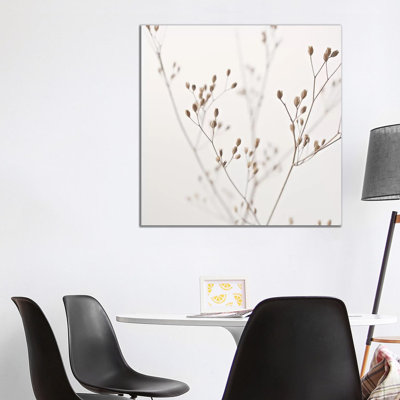 Wildflower Natural Beige I Square 1 Piece Wrapped Canvas Wall Art