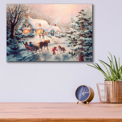  «Christmas visit» par Nicky Boehme, art mural en verre acrylique, 16 po x 12 po