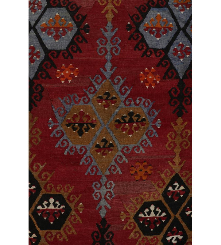 Wool Geometric Area Rug in Brown/Red/Green