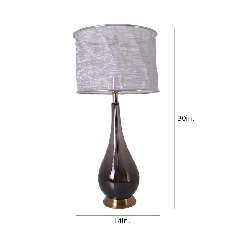 Lampe de table 30 po Leigha, Dégradé gris fumé, H 30 po x l 14 po x P 14 po