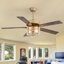 Ventilateur de plafond de 52 pouces avec lumière, ventilateur de plafond avec 5 pales, abat-jour en verre martelé, télécommande, moteur réversible pour le salon, la chambre et la salle à manger-965547494-965547489