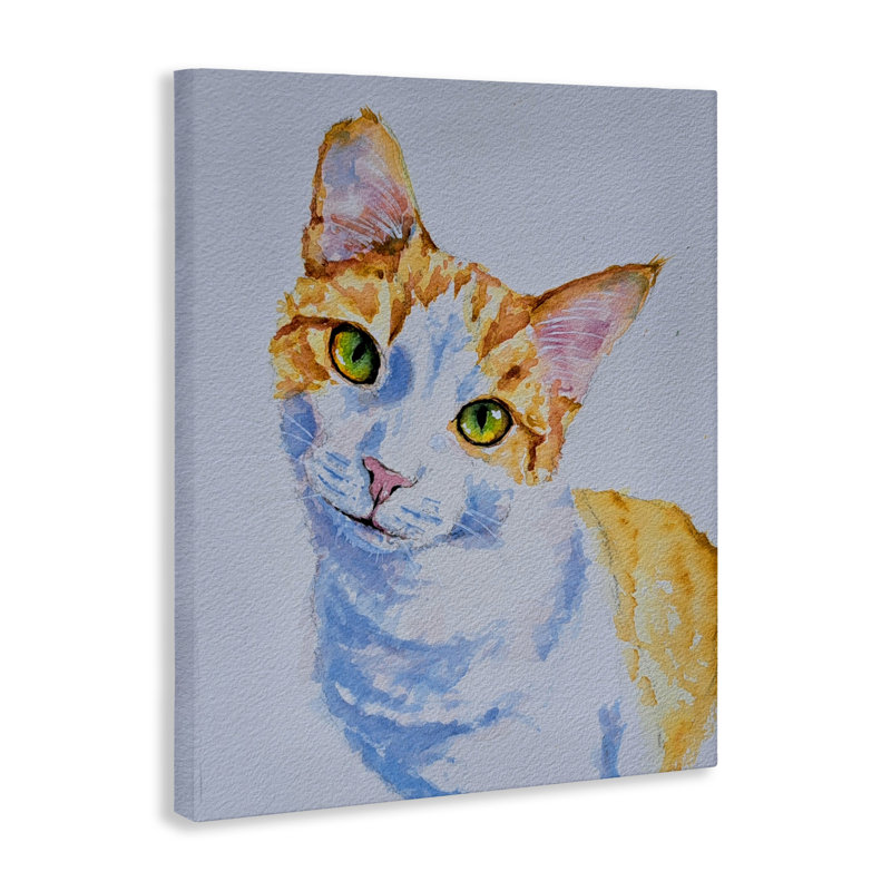 «Gazing Orange Cat Portrait», toile par Tatiana Roberts, H 40 po x l 30 po