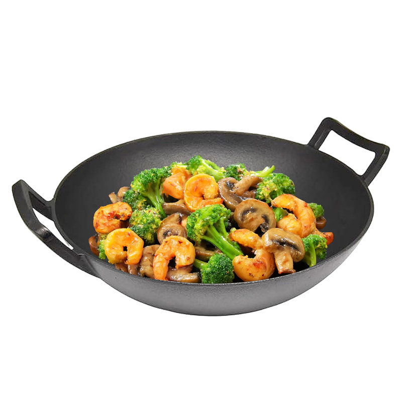Cuisiland Cast Iron Wok, 4" H x 14" W x 14" D