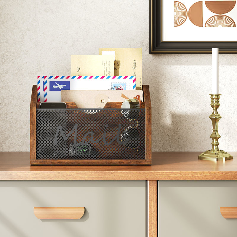 Comptoir organisateur de courrier, porte-courrier avec 3 fentes, trieur de courrier pour bureau, organisateur de bureau en bois, organisateur de courrier pour magazines, dossiers, papiers, dossiers