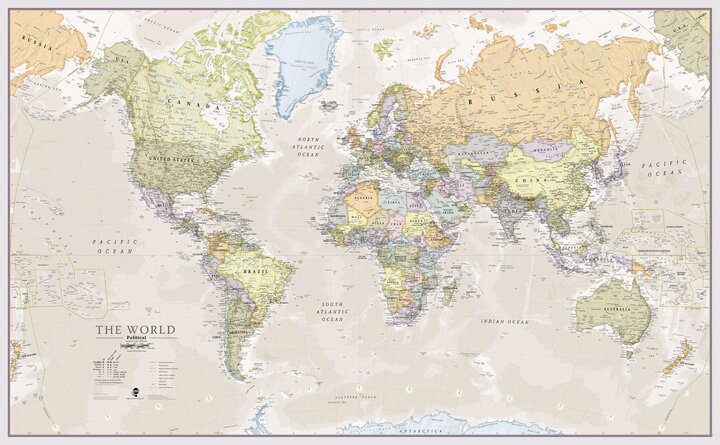 Maps International W x H Dry Erase And Laminated World Map