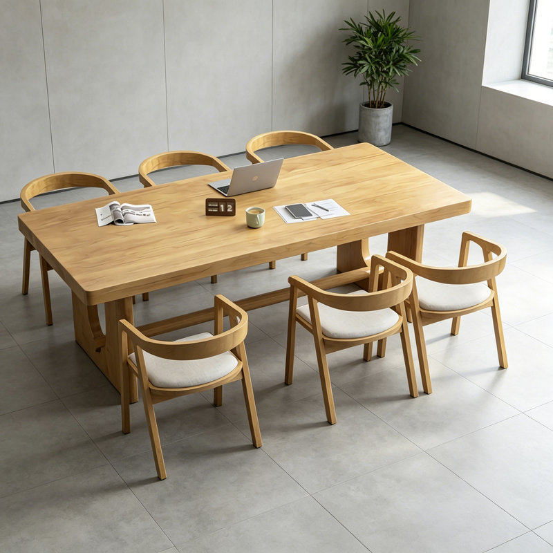 Tables de conférence simples en bois massif Burlywood, 29.5" H x 78.7" L x 31.5" W