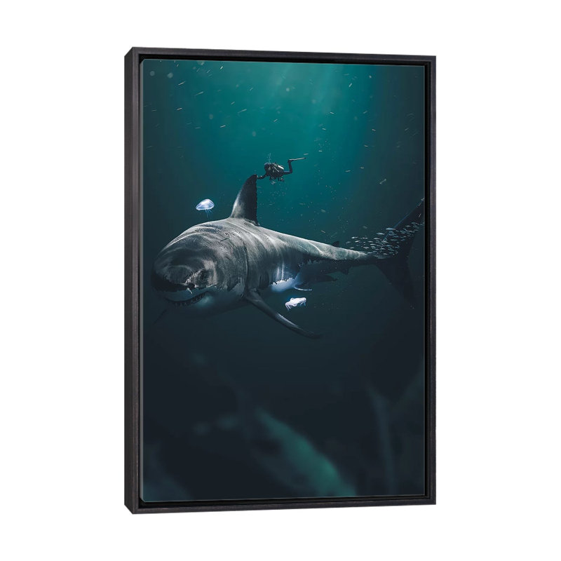 The Megalodon par Zenja Gammer - impression d'art graphique, H 26 po x l 18 po x 1,5 po, Aucun mat