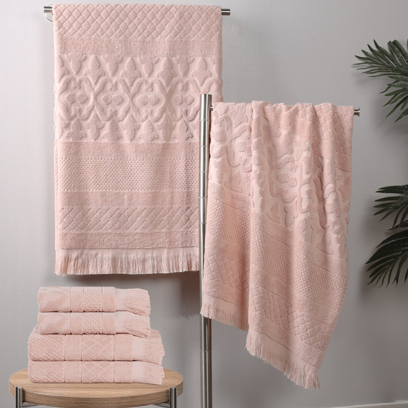 Serviette de bain Rolla, Ensemble de serviettes 6 pièces, Rose