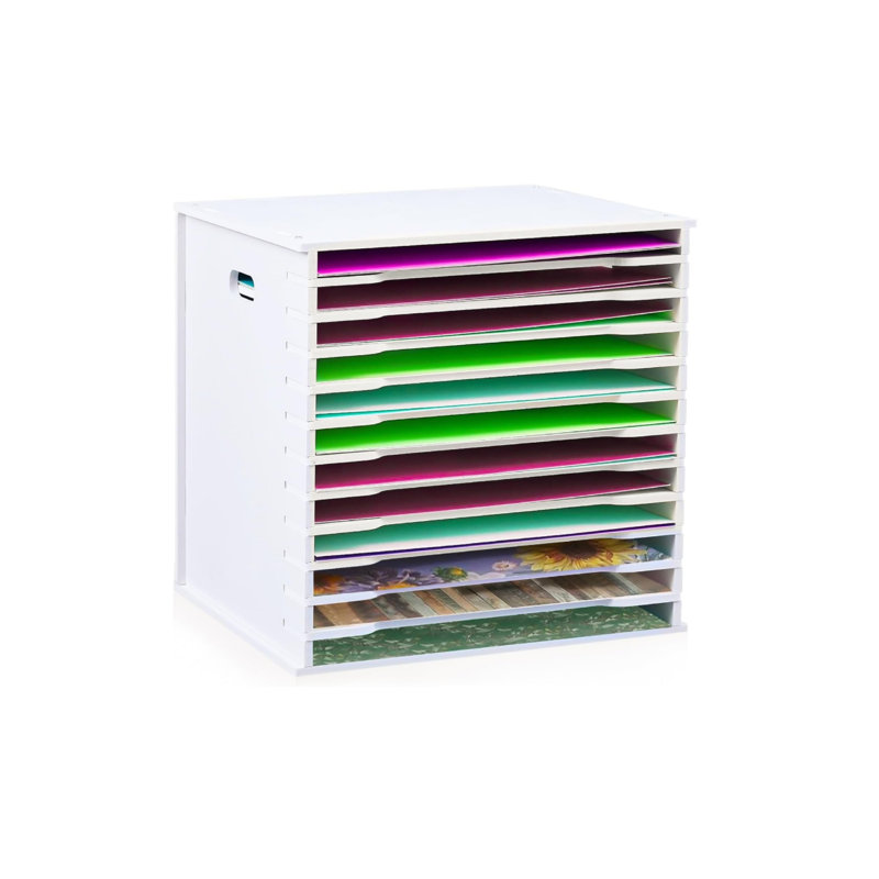 12-Tier Paper Organiser File Folder Storage Folder Desk Scrapbooking Paper Rack, Suitable for Home Office.