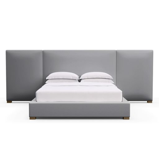 Upholstered Bed, Box Weave Linen Black Jack, Weathered, Twin