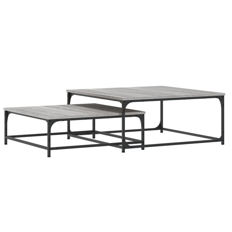 vidaXL Nesting Coffee Tables Telephone Table End Table Engineered Wood, Grey Sonoma