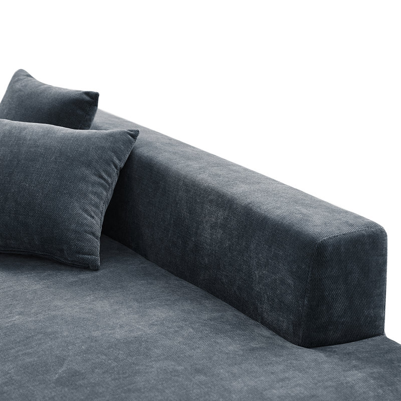Canapé à compression haute densité 94 po avec 2 coussins Nerio, Bleu