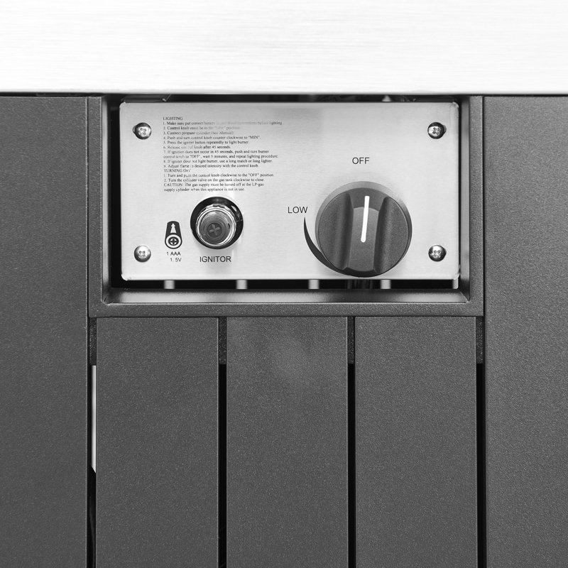 Table de foyer d'extérieur en aluminium au propane avec réservoir de carburant caché et couvercle (entièrement assemblé)