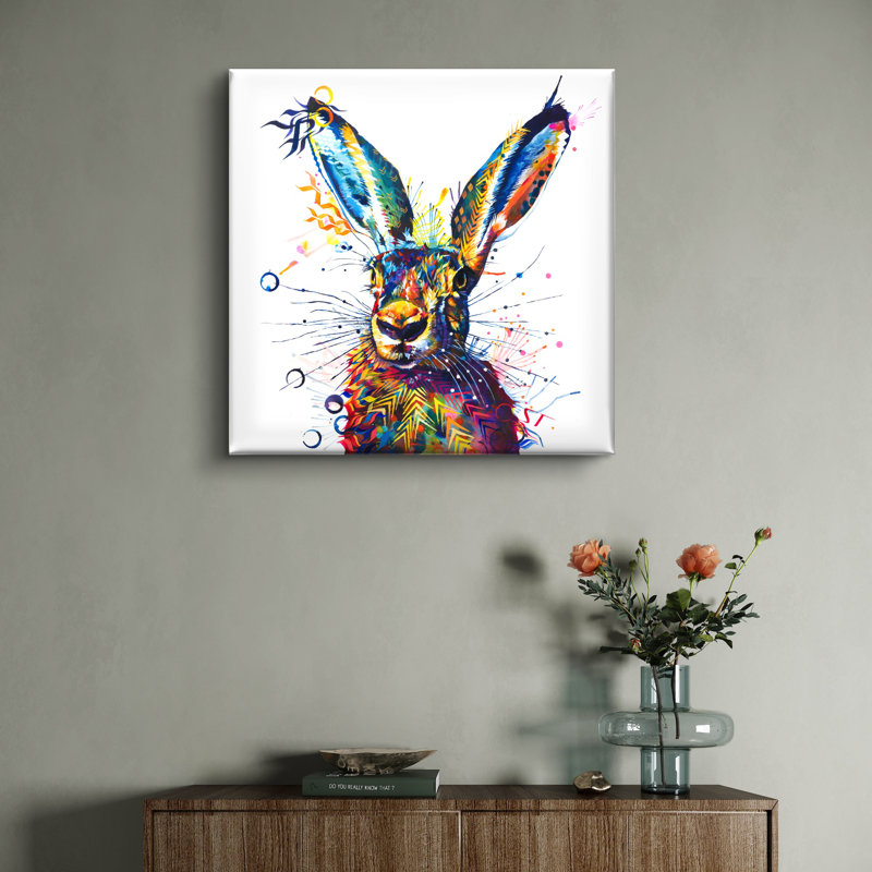 Hartley The Hare Countryside Painting - Wrapped Canvas Art Prints from Sarah Taylor Art, 80cm H x 80cm W