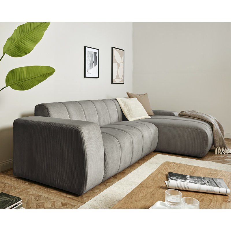 Charee Corner Sectional, Right Hand Facing, Grey Corduroy