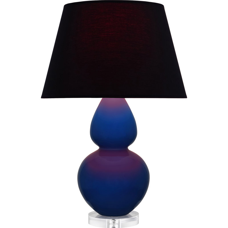 Double Gourd Table Lamp, Black/Red, Cobalt Glazed/Silver