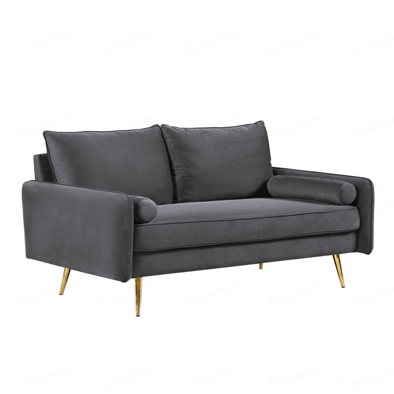 Canapé 2 places en velours Modern, Velours gris