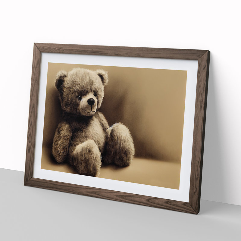 Sensational Teddy Bear - Framed Print, 25cm H x 34cm W x 2cm D, Walnut 