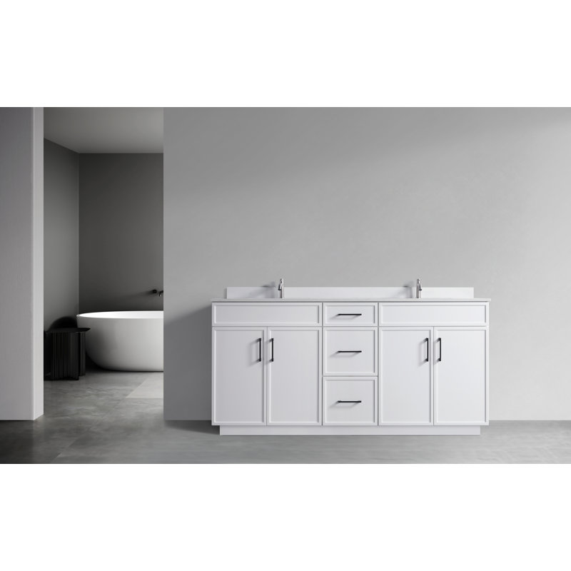 Base de meuble-lavabo double 72 po 72 po, Blanc
