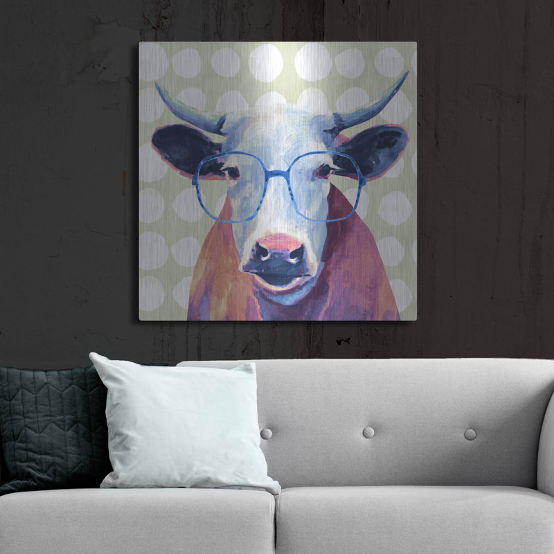 "Bespectacled Bovine II" par Victoria Borges sur, H 36 po x l 36 po