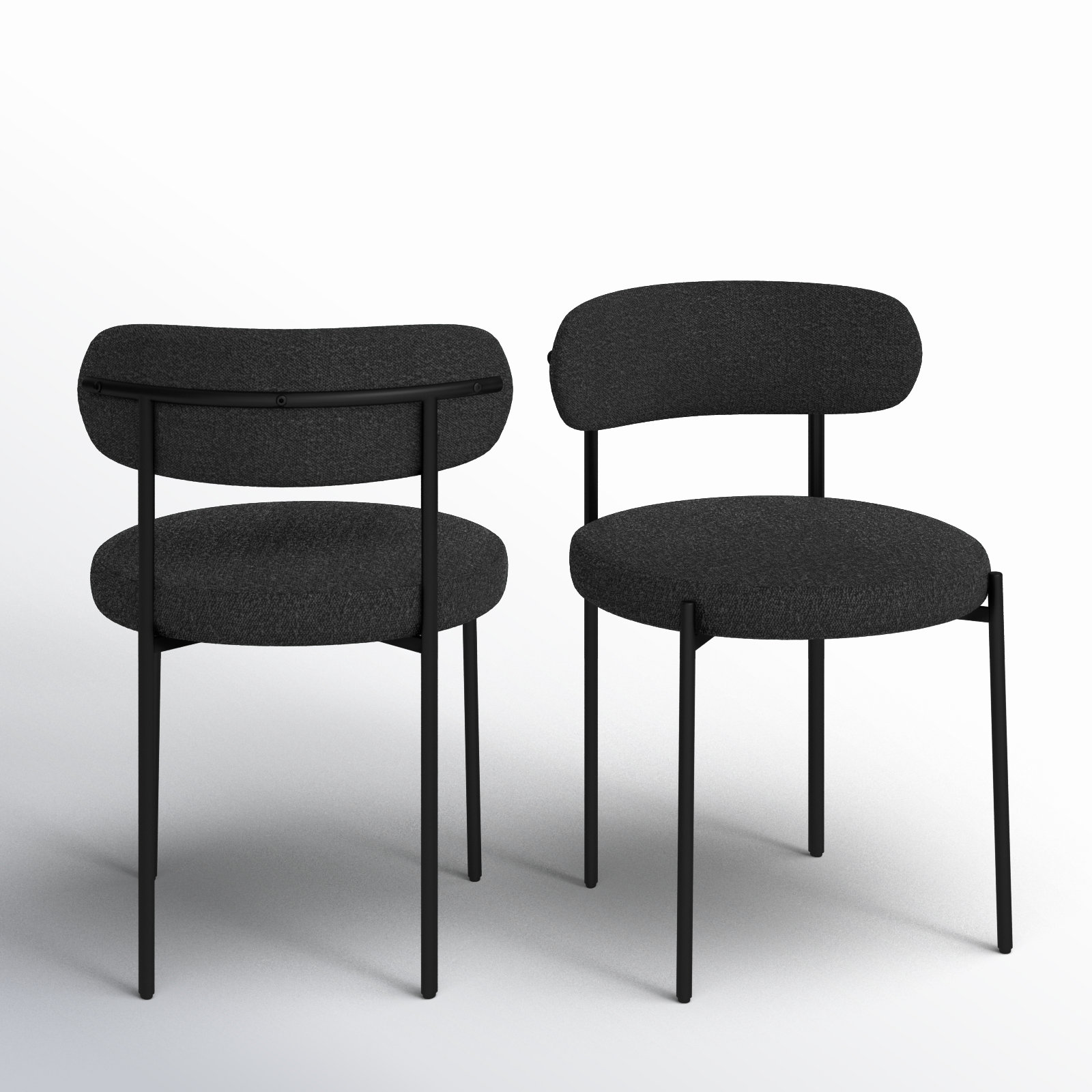 Sherwood Dining Chair, Black Boucle, Matte Black