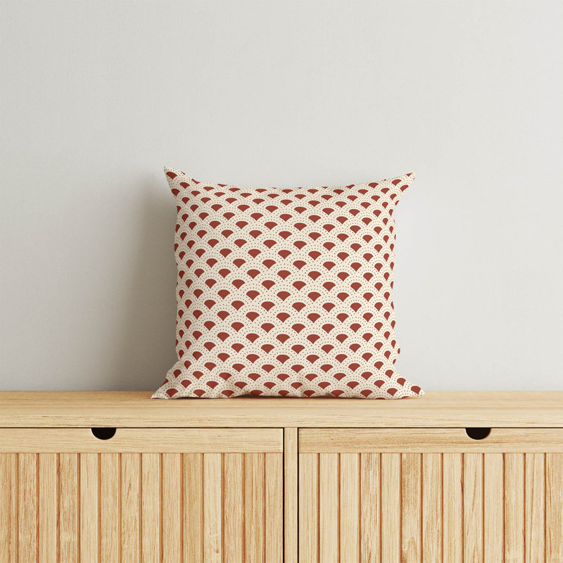 Coussin décoratif à pois, Brique argile géométrique, Carré 16 po