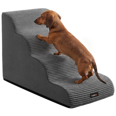 4-Step Dog Stairs, Dog Steps For Bed, Sofa, Waterproof Pet Stairs With Anti-Slip Designs, Gentle Slope, Removable Washable Cover, Handle