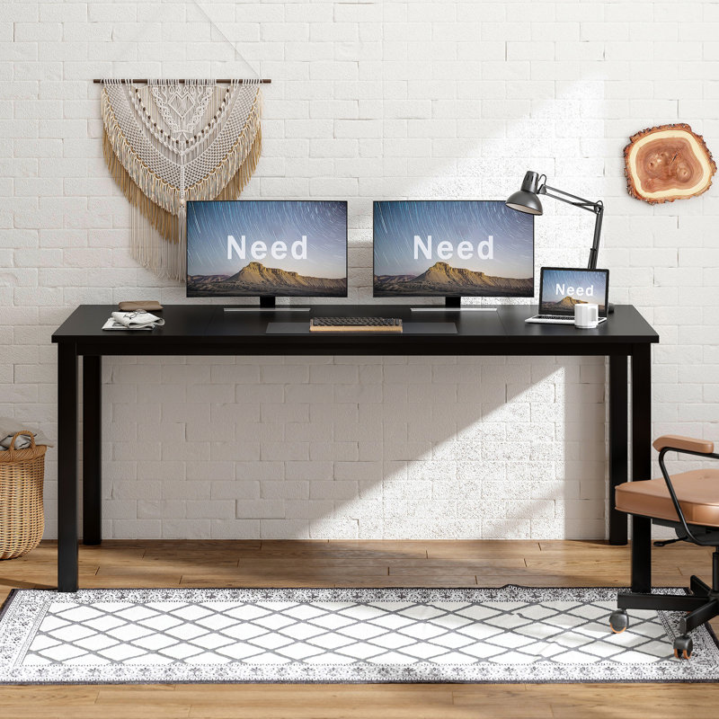 70.87" W Rectangle Computer Desk, Black, 29.53" H x 70.87" W x 31.5" D