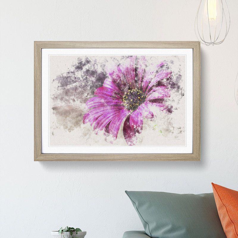 Purple Daisy - Framed Print, 33cm H x 45cm W x 2cm D, Oak Framed