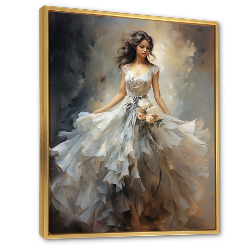 «Dance Ethereal Grace III - Dance», art mural sur toile, H 32 po x l 16 po, Reproduction avec cadre flottant, Doré