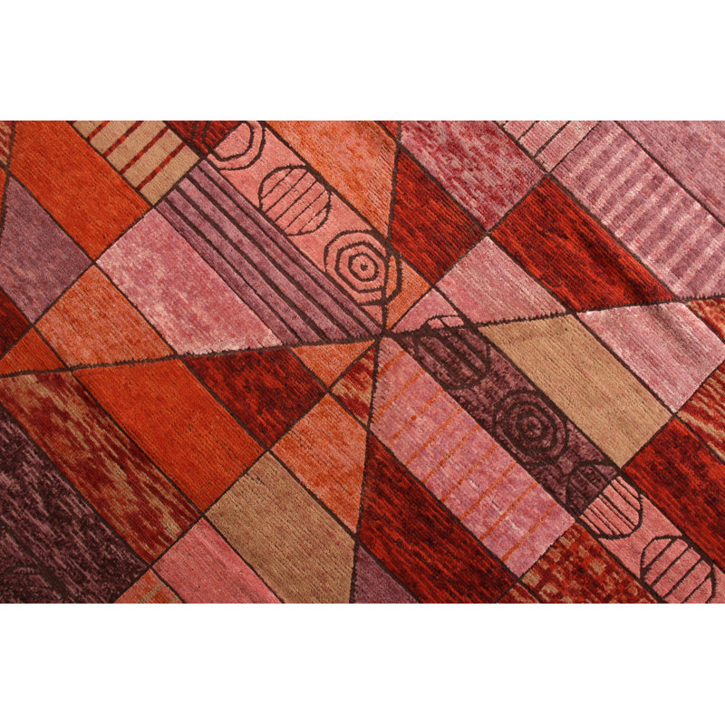 Scandinavian Hand Knotted Wool Geometric Area Rug, Rectangle 5' x 8'