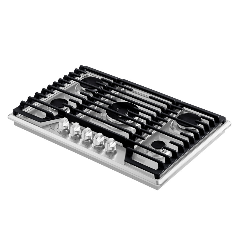 Empava 30 in. 5 Burners Recessed Natural Gas Cooktop in Stainless Steel, with LP Convertible, 18K BTU Kitchen Stove