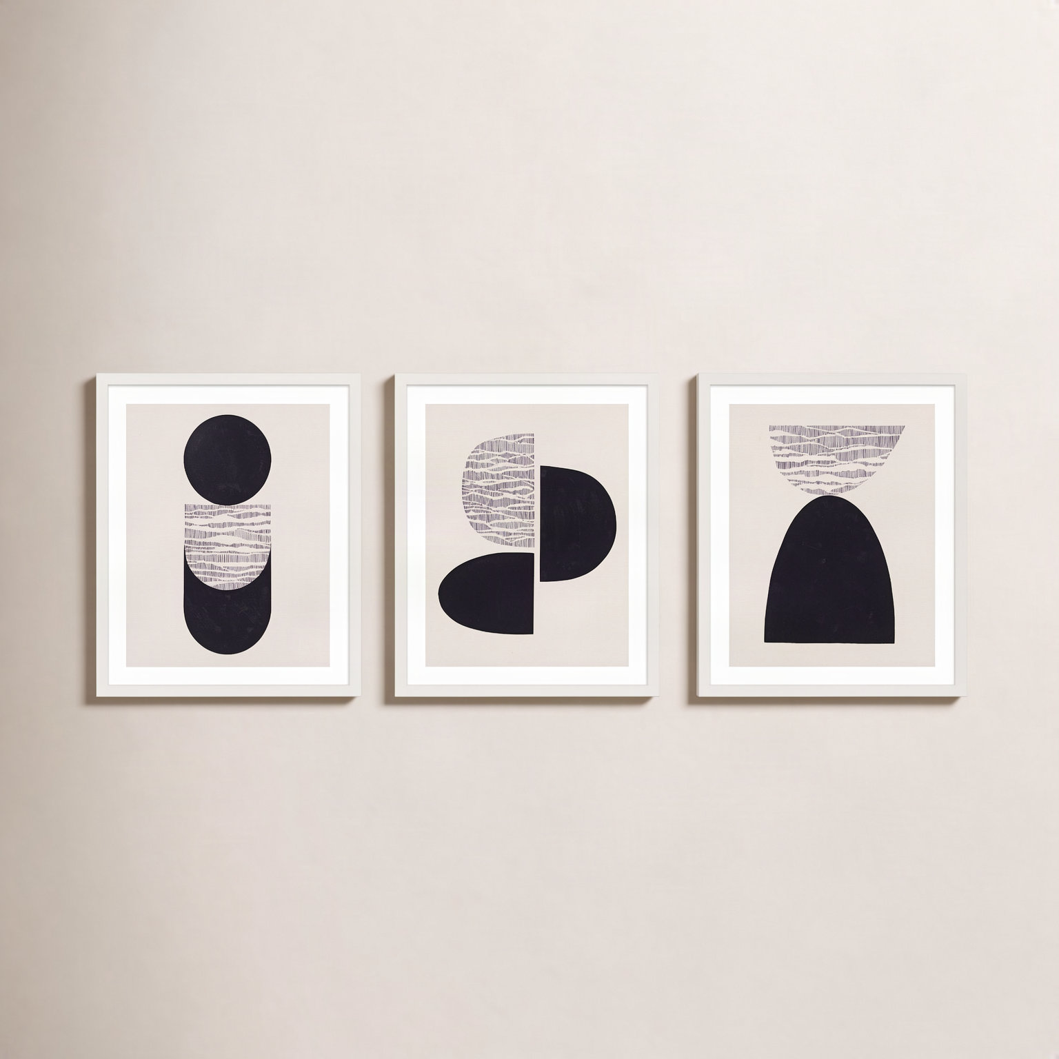 Brazos "Peripheries" 3-Piece Print Set, White Framed, 24" W x 30" H
