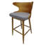 De 2 chaises de bar de style Mid-Century, tissu gris, bois d'hévéa, tapissier, 41 po