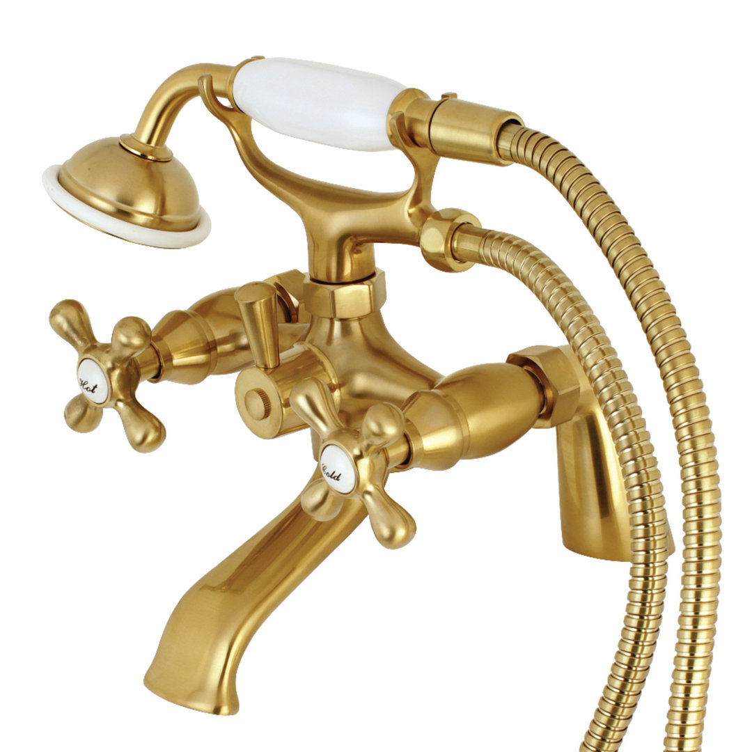 Kingston Brass Kingston Three-Handle 2-Hole Deck Mount Clawfoot Tub Faucet with Hand Shower Kingston Brass 