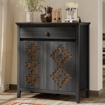 32'' Buffet Cabinet With Storage, Sideboard Cabinet With Drawer And Adjustable Shelf, Modern Accent Storage For Kitchen, Living Room, Entryway,black