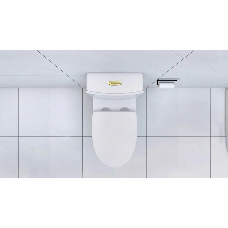 Toilette allongée une pièce - blanc, White