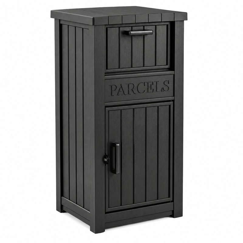 85 Gallon Resin Delivery Deck Box with Lockable Lid, Black