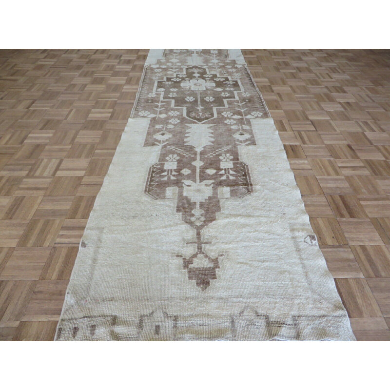 Tapis de couloir en Tapis décoratif laine brun noué à la main brun de conception unique 3 pi 2 po x 12 pi 5 po Corentin