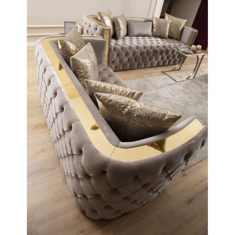 Ensemble de 2 pièces capitonnées Modern, Taupe