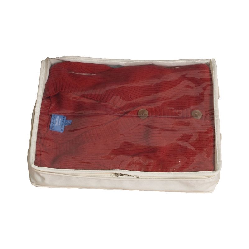 Natural Canvas Sweater Storage Bags with Clear PEVA Top, Set of 2